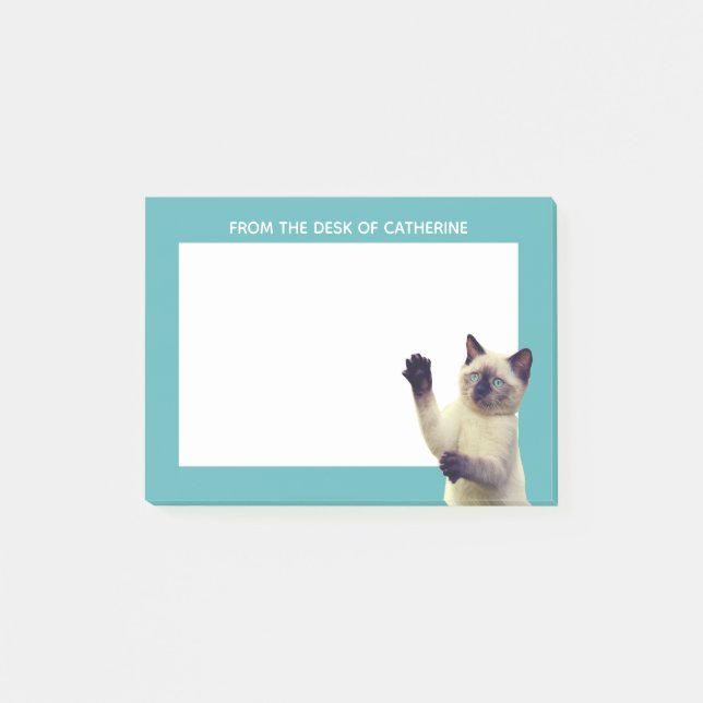 Personalised Siamese Kitten Teal Blue Post-it Notes (Front)