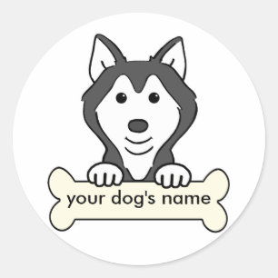 Personalised Siberian Husky Classic Round Sticker