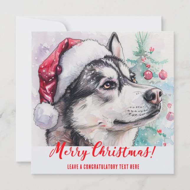 Personalised Siberian Husky Holiday  Card (Front)