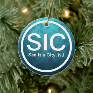 Personalised SIC Sea Isle City NJ Beach Christmas Ceramic Ornament