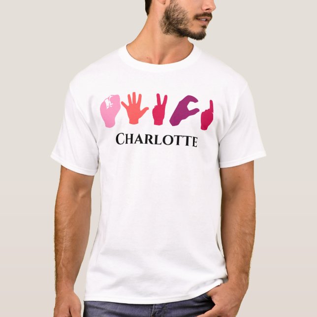 Personalised Sign Language Shirt, Custom Name Sign T-Shirt (Front)