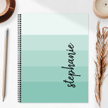 Personalised Signature Colour Block Aqua 2024 Planner<br><div class="desc">This trendy modern design features five colour block stripes in gradient tints from light to medium aqua. Personalise it with your name in vertical black signature handwriting script.</div>