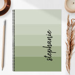 Personalised Signature Colour Block Sage Green 202 Planner<br><div class="desc">This trendy modern design features five colour block stripes in gradient tints from light to medium sage green. Personalise it with your name in vertical black signature handwriting script.</div>