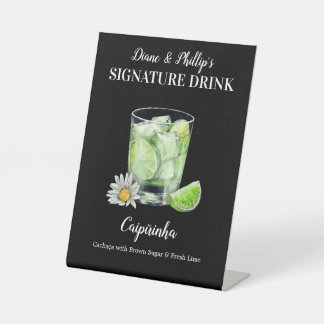 Personalised Signature Drink Caipirinha Cocktail Pedestal Sign