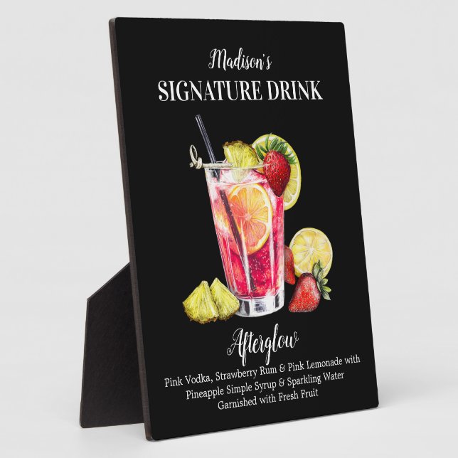 Personalised Signature Drink Rum Vodka Lemonade Plaque (Side)
