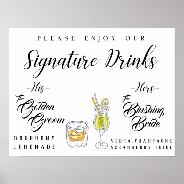 Personalised Signature Drink Sign (Front)