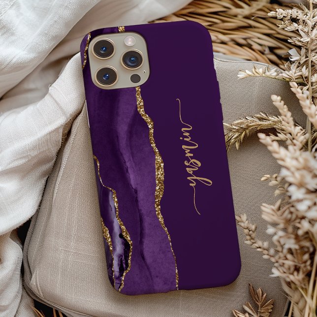 Personalised Signature Purple Gold Agate Case-Mate iPhone Case (Creator Uploaded)