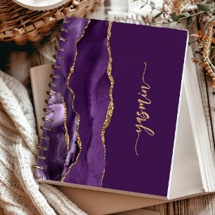 Personalised Signature Purple Gold Agate Notebook