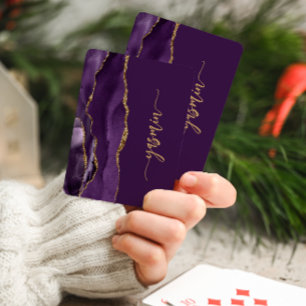 Personalised Signature Purple Gold Agate Playing Cards