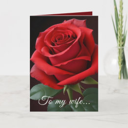 Personalised Signature Red Rose Card for Wife