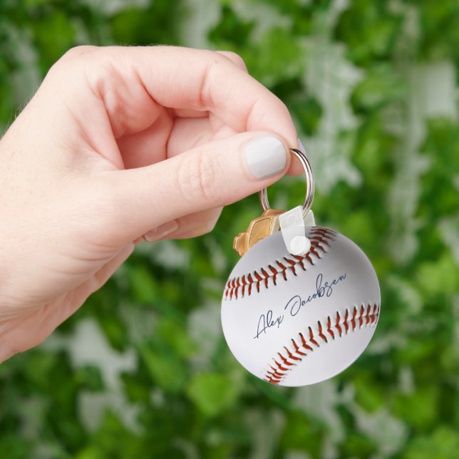 Personalised Signed Baseball Key Ring (Hand)