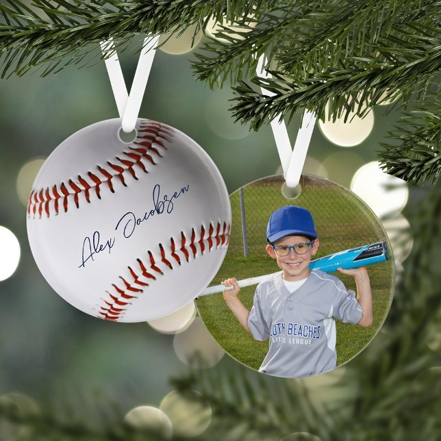Personalised Signed Baseball Photo Ornament (Creator Uploaded)