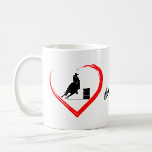 Personalised Silhouette Barrel Racing Horse, Heart Coffee Mug