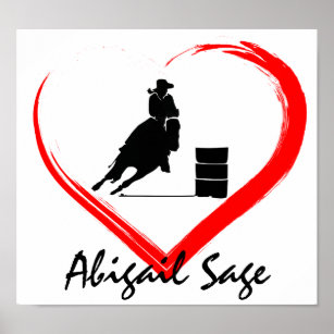 Personalised Silhouette Barrel Racing Horse, Heart Poster
