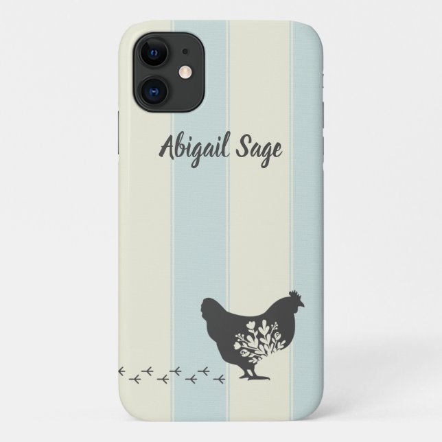 Personalised Silhouette Chicken with Flowers Farm Case-Mate iPhone Case (Back)