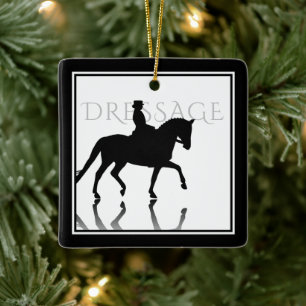Personalised Silhouette Dressage Horse Christmas Ceramic Ornament