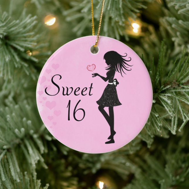 Personalised Silhouette Girl Sweet 16 Ornament (Tree)