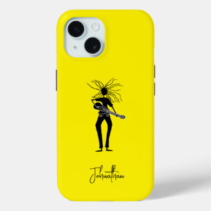 Personalised, Silhouette Guitarist iPhone 15 Case