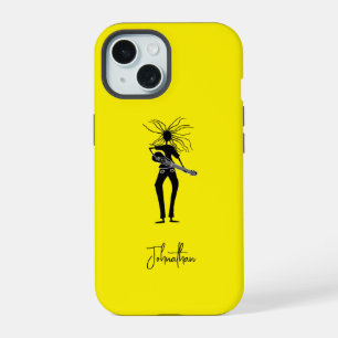 Personalised, Silhouette Guitarist iPhone 15 Case