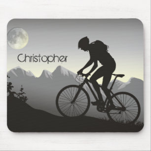Personalised Silhouette Mountain Bike and Moon Mouse Pad