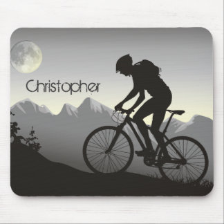 Personalised Silhouette Mountain Bike and Moon Mouse Pad
