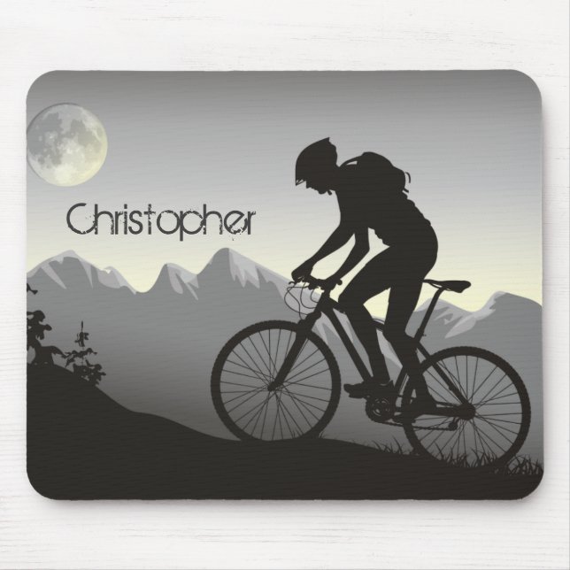 Personalised Silhouette Mountain Bike and Moon Mouse Pad (Front)