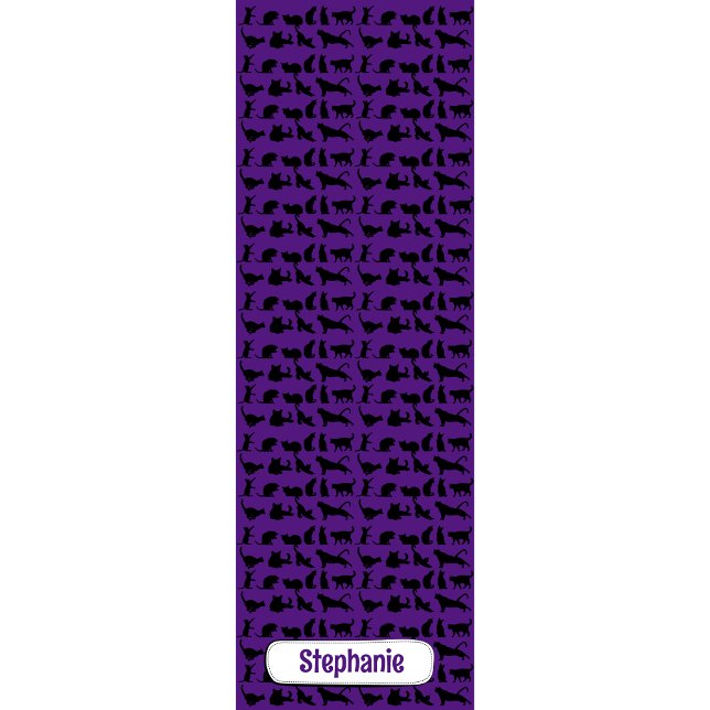Personalised Silhouette Pattern Purple Black Cat Yoga Mat (Creator Uploaded)