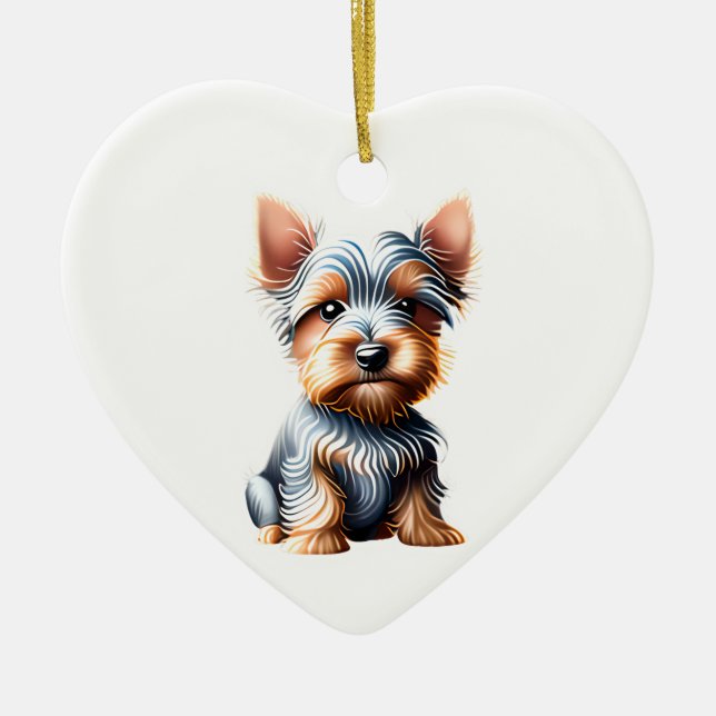 Personalised Silky Terrier Puppy Ceramic Ornament (Front)