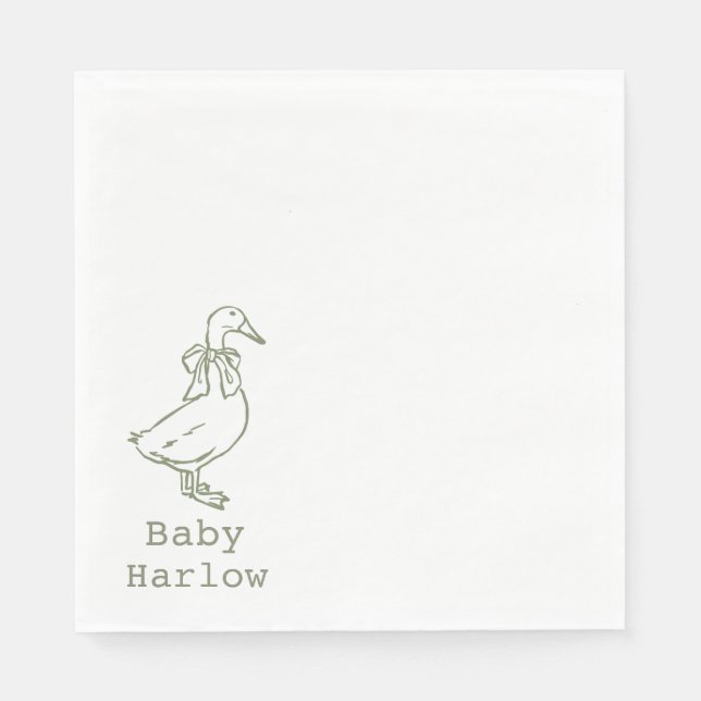Personalised Silly Goose Baby Shower Napkin (Front)