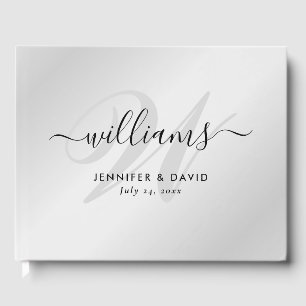 Personalised Silver and Black Monogram Wedding Guest Book