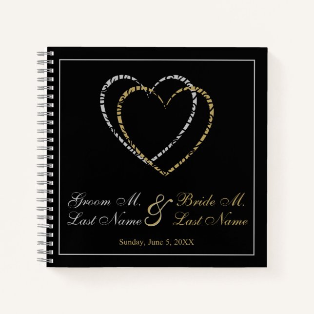Personalised Silver and Gold Wedding Guest Book (Front)