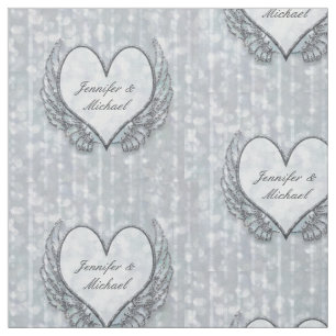 Personalised Silver Angel Wings & Heart Fabric