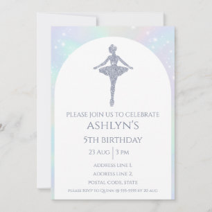 Personalised Silver Ballerina Ballet Birthday Invitation