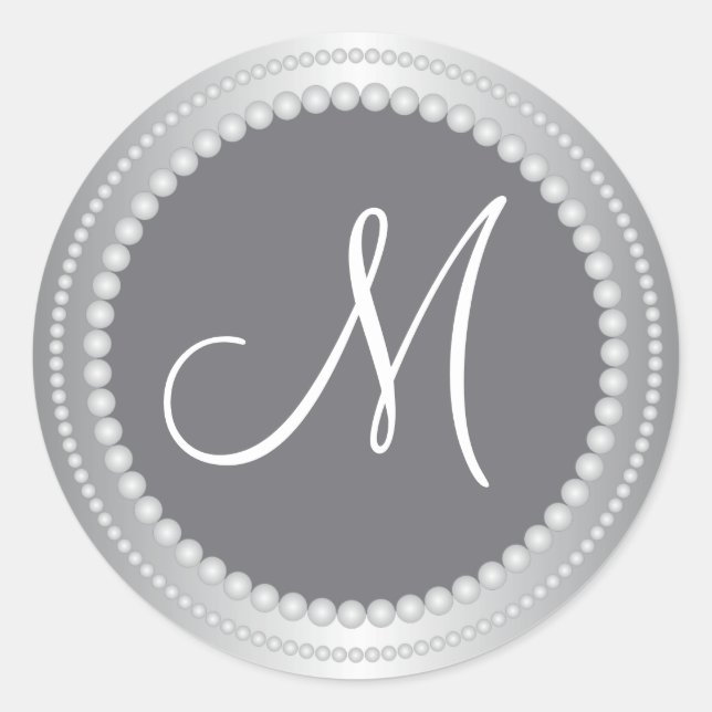 Personalised Silver Beads Wedding Monogram Seals (Front)