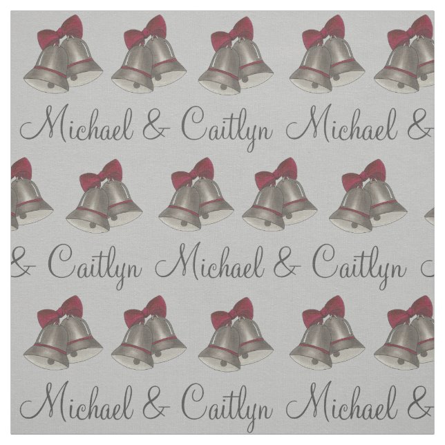 Personalised Silver Bells Wedding Anniversary Fabric (Swatch)