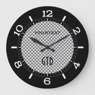 Personalised Silver Carbon Fibre Style Dial on a Large Clock