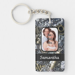Personalised silver charm collage key ring