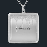 Personalised Silver Dripping Glitter Bridesmaid  Silver Plated Necklace<br><div class="desc">Personalised Silver Dripping Glitter Name silver plated necklace.  A great gift for her or for your bridal party.</div>