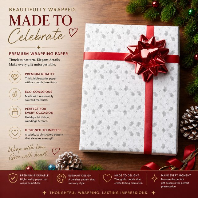 Personalised Silver Floral Wrapping Paper (Creator Uploaded)