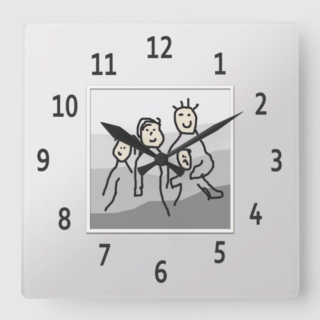 Personalised Silver Framed Photo Square Wall Clock (Front)