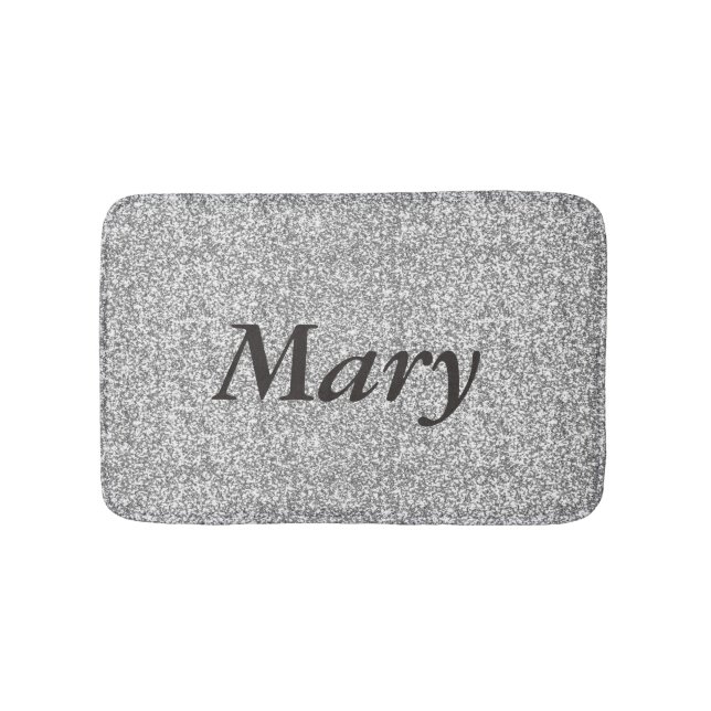 Personalised Silver Glitter Bath Mat (Front)
