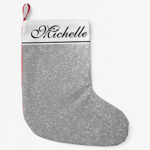 Personalised silver glitter Christmas stockings