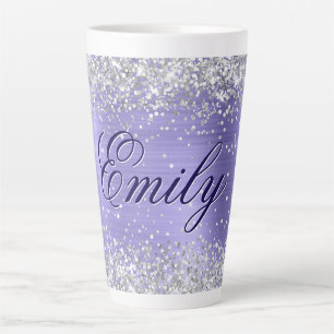 Personalised Silver Glitter Periwinkle Foil Latte Mug