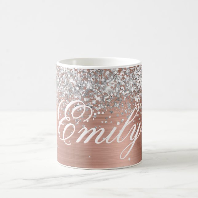 Personalised Silver Glitter Rose Gold Foil Coffee Mug (Center)