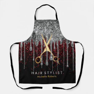 Personalised silver Glitter Scissors Hair Salon    Apron