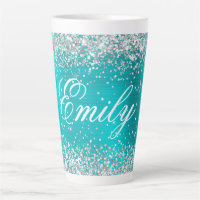 Personalised Silver Glitter Turquoise Blue Foil