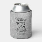 Personalised silver glitter wedding can coolers