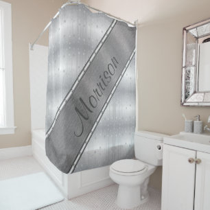 Personalised Silver Grey Metallic Shower Curtain