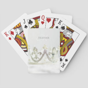 Personalised Silver Grey Princess Crown Playing Cards
