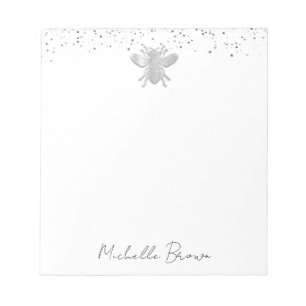Personalised Silver Honey Bee Notepad